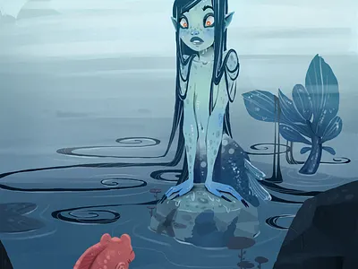 Mermaid character design draw drawing illustration mermaid mermaids pond sketch water watercolor
