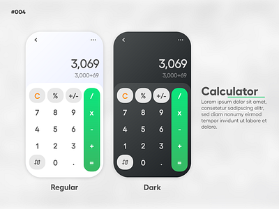 Daily UI #4 - Calculator app branding calculator calculator app calculator ui calulating daily daily 100 challenge daily ui dailyui dailyuichallenge dark mode design fresh concept graphic design regular mode ui ux web website