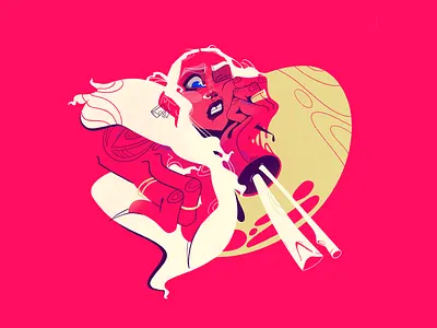 Scared character design girl graphic illustration