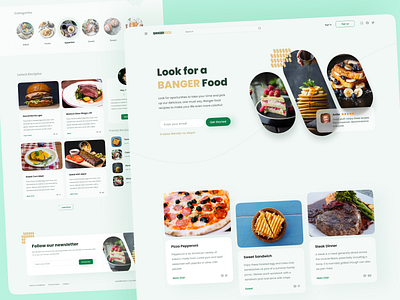 Bangerfood - Recipes Blog Concept blog blogging concept cooking design desktop ecomerce food homepage landing newsletter page recipe ui ux website