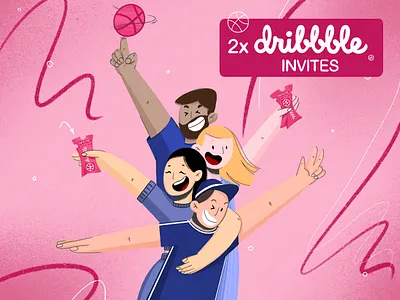 Dribbble invites character characterdesign clean colors contemporaryart design designart digital painting digitalart drawing dribbble invitation dribbble invite family flat illustration flatdesign happiness illustration minimal modern design welcome