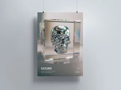 Explore | Model 01 3d blender chrome cycles design metallic minimal typeface typography vector