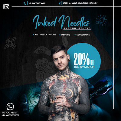 Inked Tattoo Advertisement Banner adobe ads ads design banner ads banner design brand design designing graphic graphic designer logo photoshop typography vector