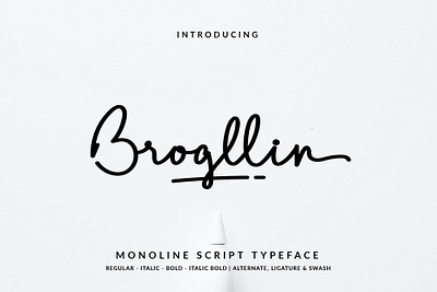 Brogllin Script Font branding design font hand lettering handlettering illustration layout lettering typography vector