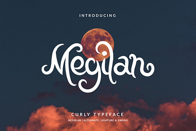 Megilan Curly Font branding design font hand lettering handlettering illustration layout lettering typography vector