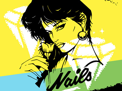 Nails 80s diamonds hair hair salon nails window art woman women