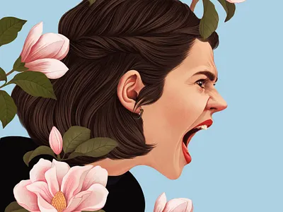 El Grito digital floral folioart illustration mercedes debellard portrait poster