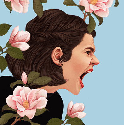 El Grito digital floral folioart illustration mercedes debellard portrait poster