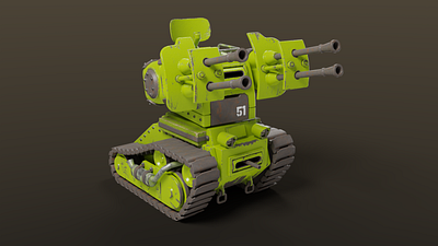 Stylized AA Tank 3d art 3d model bright casual games fun stylized tank