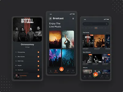 Dotara music app dark app dark ui music music app music player musician ui ux