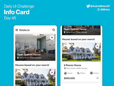 Daily UI #45 Info Card app dailyui dailyuichallenge design estate estate app figma houses interface mobile rent app renting ui ui design ux uxui