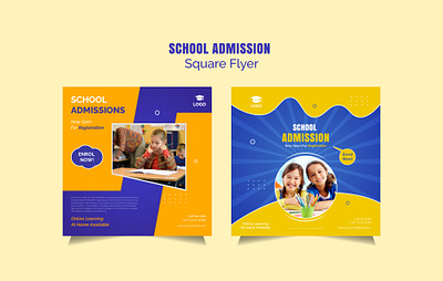 School admission social media banner or square flyer admission banner banner ads banner design banner template branding children education banner facebook ads facebook banner graphic design illustration instagram post online school school admission social media social media banner square flyer web banner