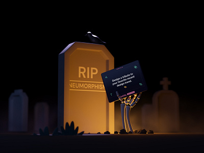 Nice try, Neumorphism! 3d 3d art blender3d cgi composition deadly design graveyard halloween illustration neumorphic neumorphism prompt render rip typography weeklywarmup zombie