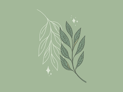 Greenery Illustration art license art licensing doodle greenery illustration illustration design leaf leaves line art linework procreate procreate app procreate art sparkle surface design