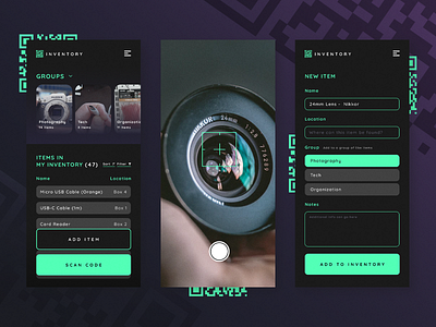 Inventory App app figma green interface mobile qr code ui ux web