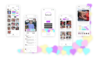 Beluvd app app ui branding design glassmorphic glassmorphism illustration ios app design logo ui ux