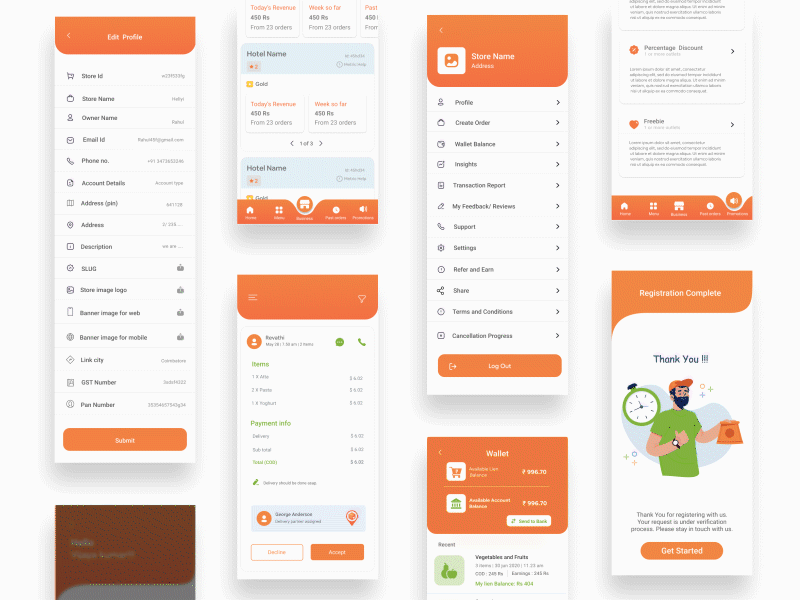 Delivery App - UI animation dailyui delivery delivery app design merchant screen ui uiux