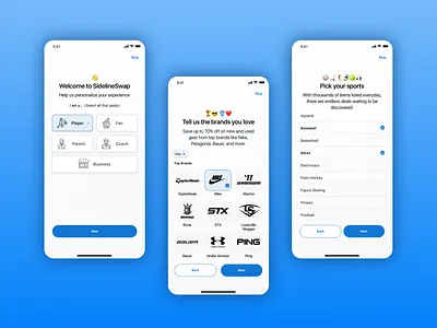 SidelineSwap - Onboarding refresh (iOS 2020) app ios iphone mobile ui ux