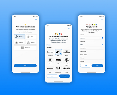 SidelineSwap - Onboarding refresh (iOS 2020) app ios iphone mobile ui ux