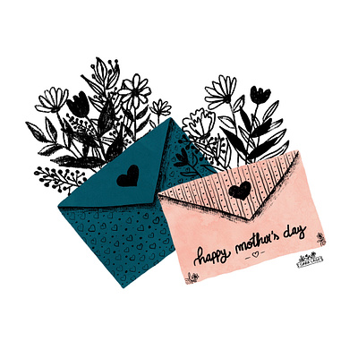 Happy Mother's day illustration art bespoke flower illustration flowers hand drawn handmade happy mothers days illustration illustrator ink inking leaves mother