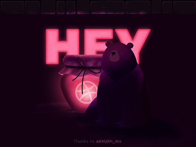 Hey, Dribbble! bear design illustration illustrator invite design invite giveaway