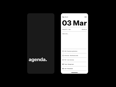 agenda.app app calendar app grid ios layout minimal typogaphy