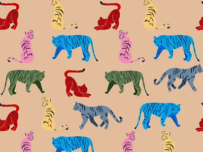 Tigers oh my 1 illustration illustration design illustrator pattern surface design tiger tiger design tiger illustration tiger pattern