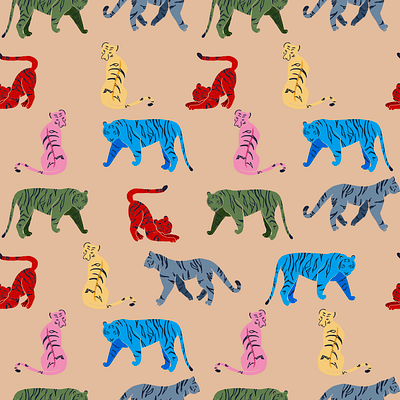 Tigers oh my 1 illustration illustration design illustrator pattern surface design tiger tiger design tiger illustration tiger pattern