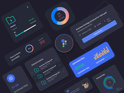 Filebox UI Kit blue dark dark ui file storage gradient green saas saas web design saas website web design webdesign website