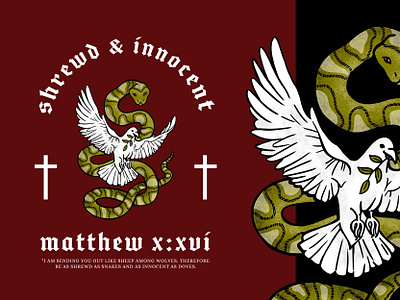 Shrewd & Innocent Digital Illustration and T-Shirt Design adobe photoshop animals apparel blackletter brand christian cross digital illustration dove faith graphic design grunge hand drawn illustration modern skate snake texture urban