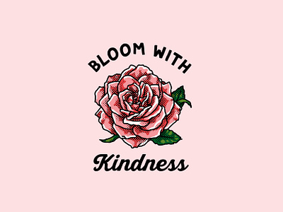 Bloom With Kindness Rose Halftone Dots Digital Illustration adobe photoshop cartoon comic digital illustration feminine floral flower halftones hand drawn illustration pretty rose wimsical