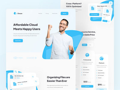 Diwan - Cloud Service Provider Landing Page blue clean cloud cloud service web design header icon interface landing landing page minimal pricing service simple ui ui ux ux web web design website