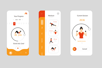 Workout App UI app branding flat icon illustration vector workout yoga app