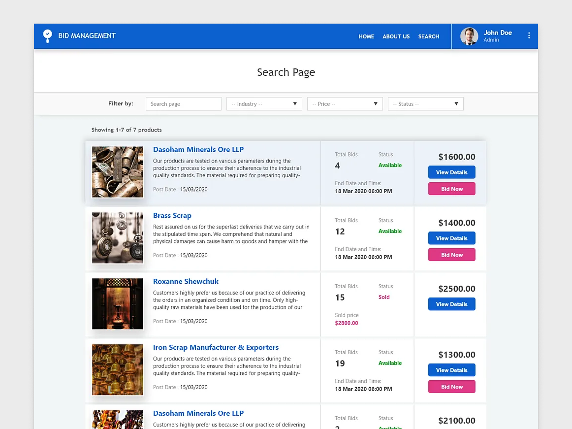 Auction/Bid Management Application app dailyui design landing landing page ravidelixan ui ux web website
