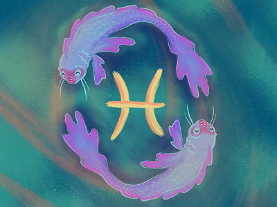 Pisces Season hand drawn illustration pisces procreate