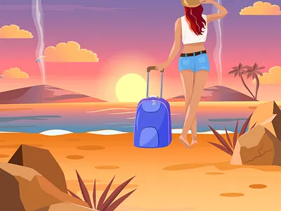 Sea holiday landscape design holiday illustration nature sketch vector