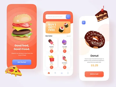 Food App - Good Food Good Mood 3d app food foodapp illustration ui ux
