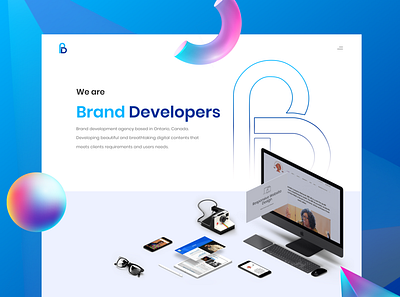 Branddevelopers website landingpage design landing page minimal tech tech website ui web website design