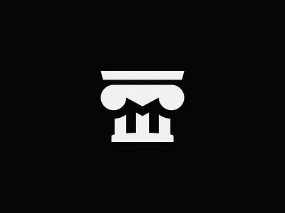 masonry ancient black branding building financial greek icon letter logo m masonry money negative space pillar simple stone vector white