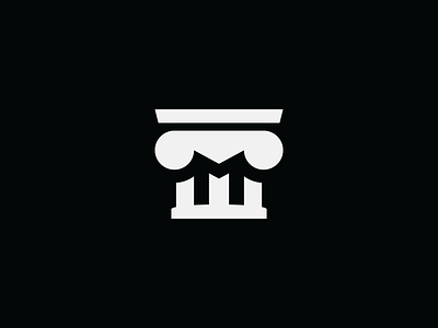 masonry ancient black branding building financial greek icon letter logo m masonry money negative space pillar simple stone vector white