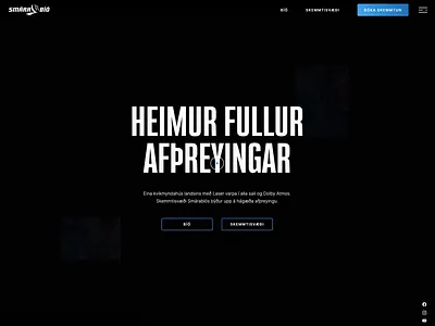 Smárabíó - Website animation brutalism cinema experience experience design gradient iceland movement narrow paralax styleguide typography ui uiux ux vr web design webdesign webflow