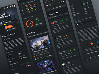 Gaming platform - Mobile versions dark theme design gaming ui ux web design wow