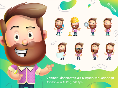 Vector 3D Cartoon Character Ryan McConcept 3d art boy bundle cartoon character collection concept design graphic illustration man modern set vector