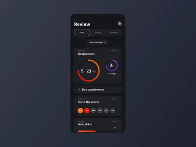 Next | App Design animation app figma good nutrition health interface mobile product designer selection service simbirsoft sport tablet training ui ux
