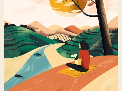 Love from Vietnam colorful design dog girl illustration landscape nature plants summer vector vector art vietnam