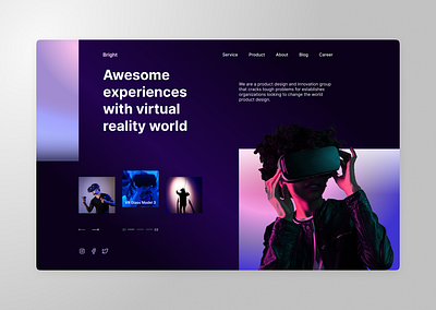 Landing page VR (dark theme) design landing page mobile ui ux vr