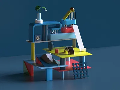 Abstract Fort cinema 4d design redshift spline