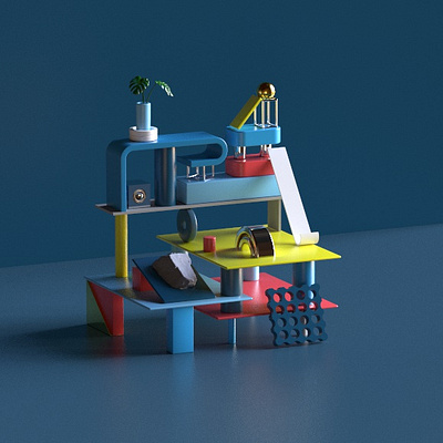 Abstract Fort cinema 4d design redshift spline