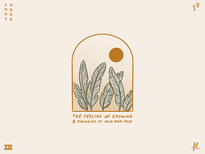 Growing & changing desert gold illustration line art logo minimalist plants portal procreate sun window