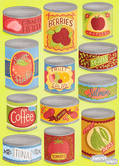 Canned Food Tins Packaging food food and drink food illustration hand lettering handdrawn handlettered illustration lettering lettering art packaging packaging design packaging illustration typography